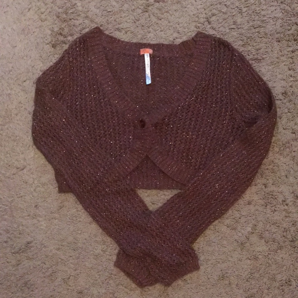 Aeropostale Brown Crop Long Sleeve Shrug Sweater